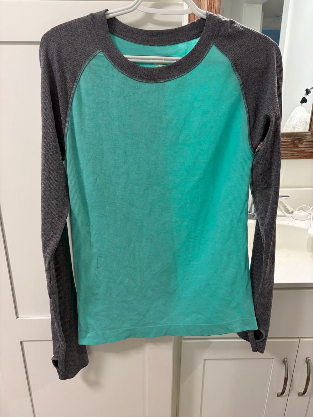 Aqua & Charcoal Long Sleeve Tee